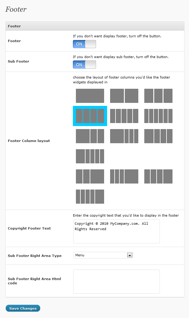 Footer Options